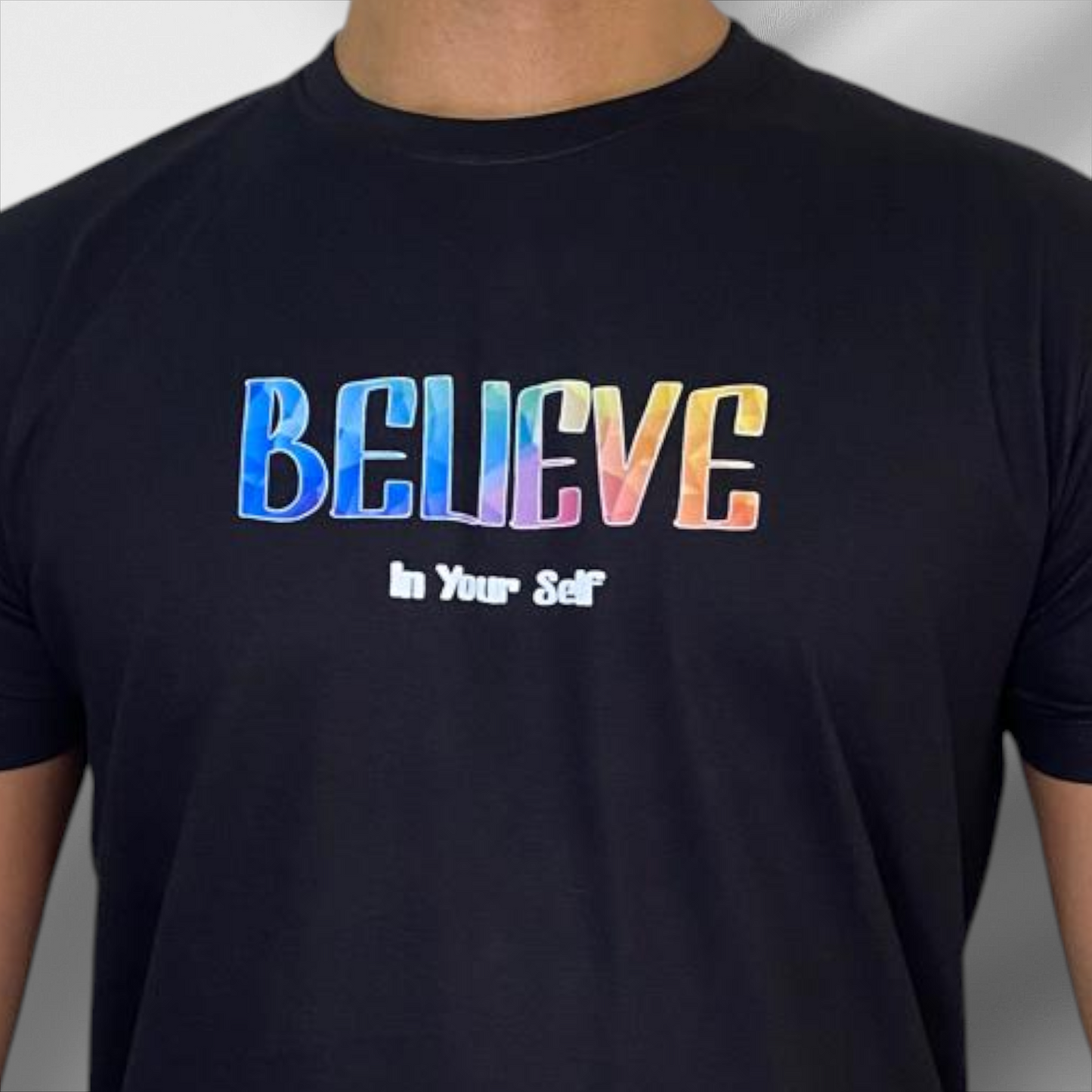 Believe in Yourself - Motivational Graphic Black Cotton T-Shirt