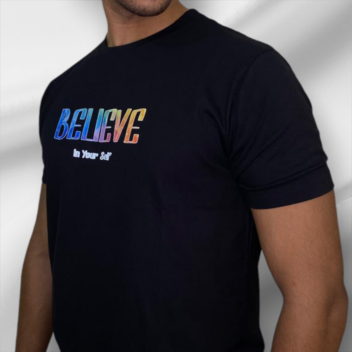 Believe in Yourself - Motivational Graphic Black Cotton T-Shirt